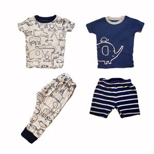 (2) Carter's Pajama Sets - 12 Months - Blue & Grey